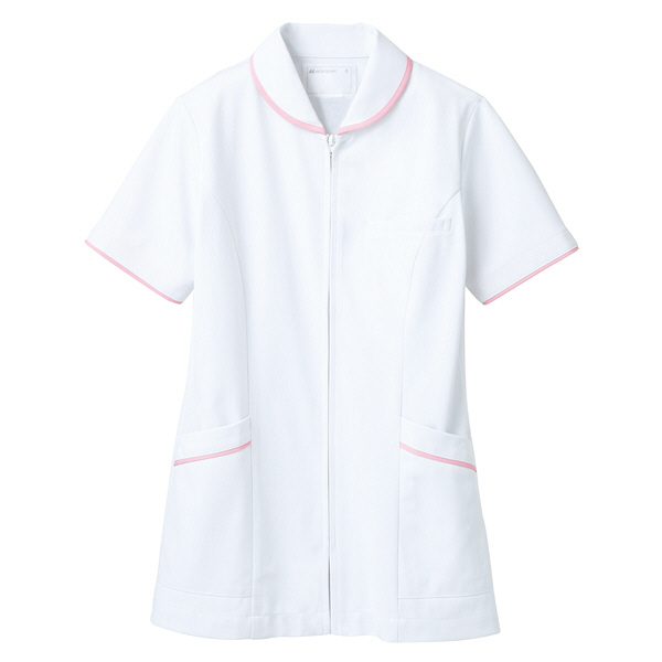 住商モンブラン ナースジャケット（半袖） 医療白衣 レディス 白/ピンク 3L 73-1542（直送品）
