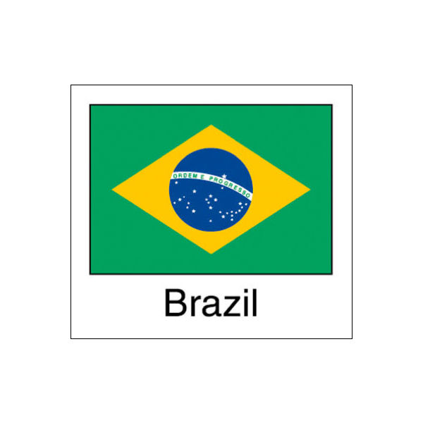 ササガワ 国旗シール Brazil 22-2525 1袋（96片（24片×4シート）入×10冊）（取寄品）