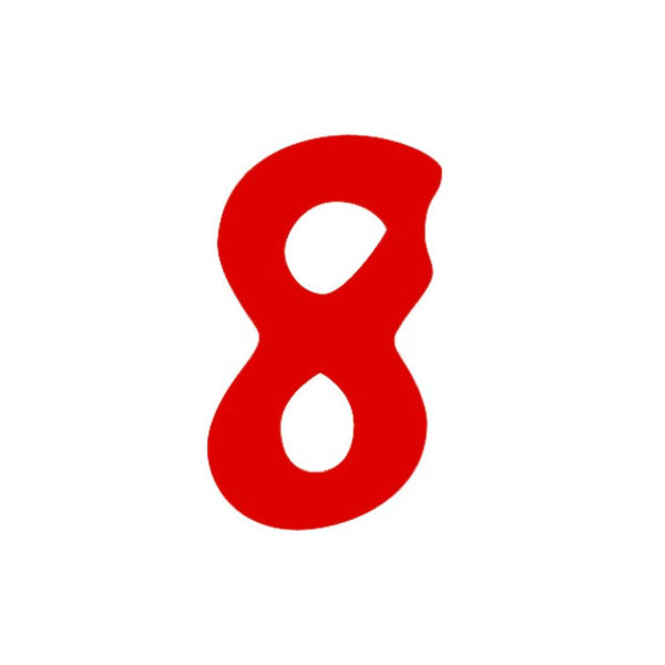 ササガワ アドポップ 数字 赤抜き 8 23-88 1箱（300片（30片×10シート）入×10冊）（取寄品）