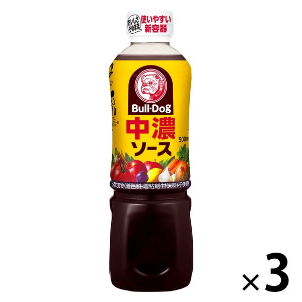 ブルドック 中濃ソース 500ml×3本セット - アスクル