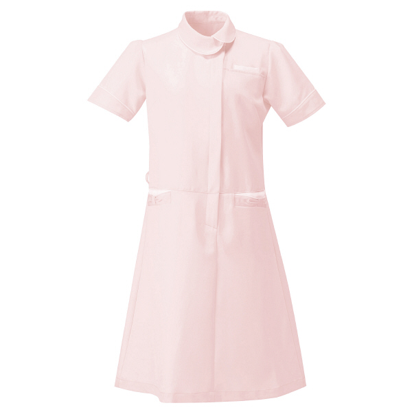 AITOZ（アイトス） アシンメトリーカラーワンピース ナースワンピース 医療白衣 半袖 ピンク×ホワイト L 861114