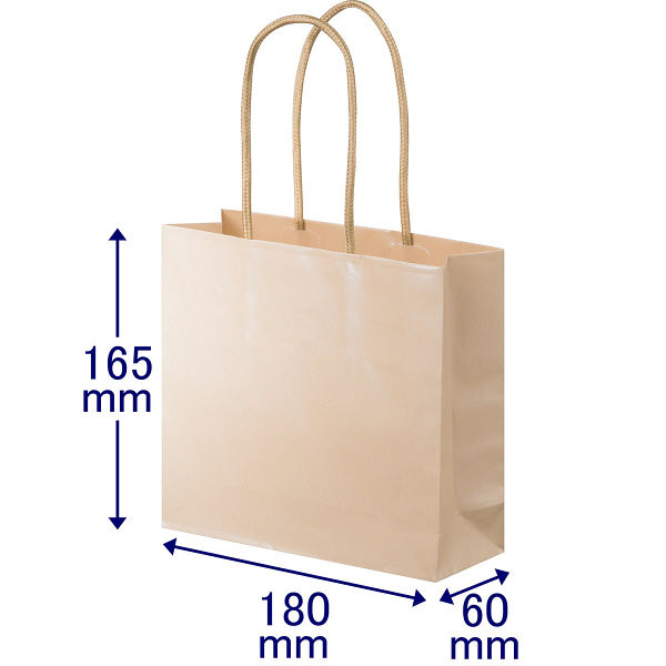 手提げ紙袋　丸紐　ブライトーンパールタイプ　パールアプリコット　S　1箱（90枚：10枚入×9袋）　スーパーバッグ オリジナル