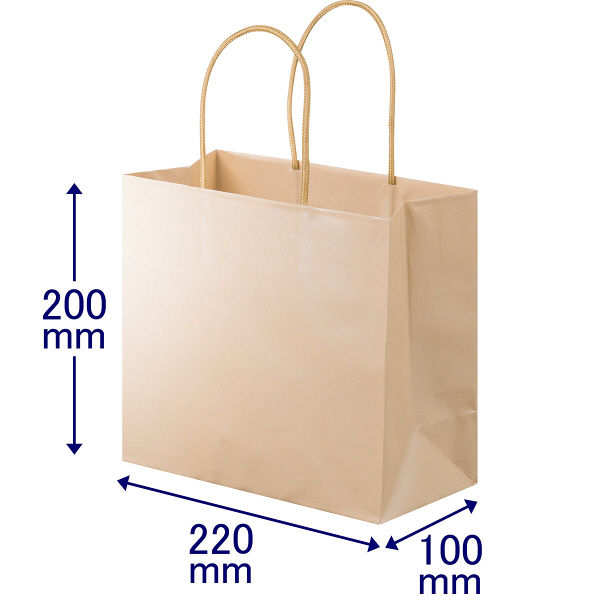 手提げ紙袋　丸紐　ブライトーンパールタイプ　パールアプリコット　M　1箱（90枚：10枚入×9袋）　スーパーバッグ オリジナル