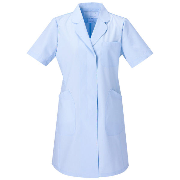 ナガイレーベン 女子シングル半袖診察衣 ハーフ丈 （ドクターコート） ブルー L EM-3035（取寄品）