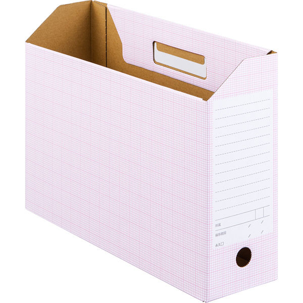 ボックスファイル A4ヨコ 50冊 ダンボール製 ピンク アスクル 