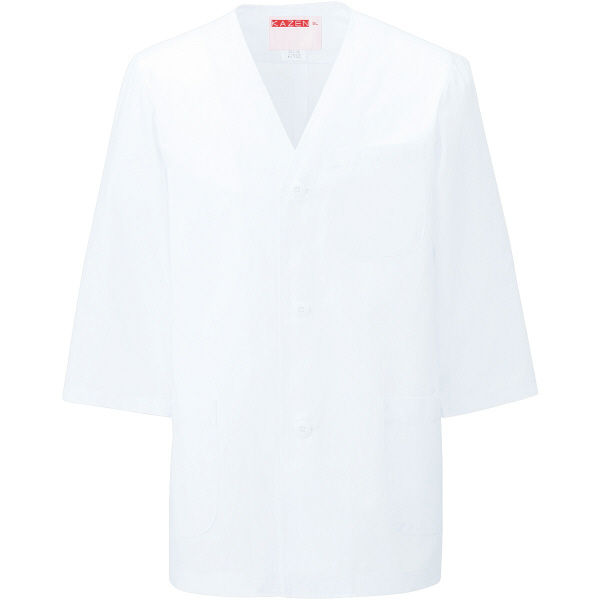 KAZEN（カゼン） 男性用衿なし調理衣七分袖 ホワイト LL 321-30 1着（直送品）