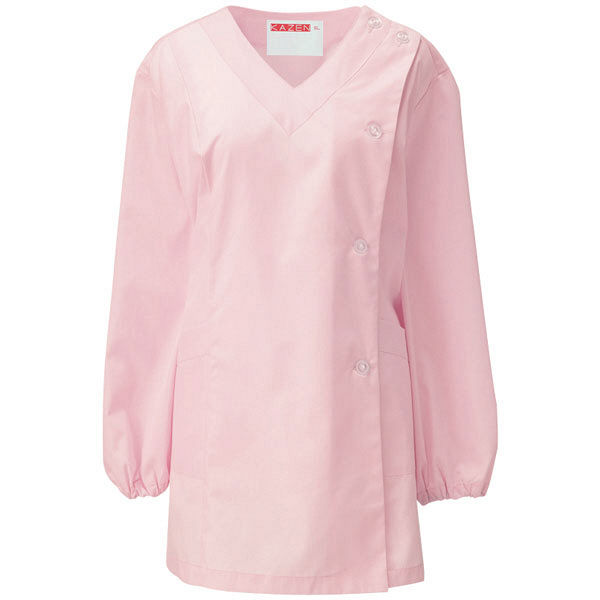 KAZEN（カゼン） レディスV衿調理衣長袖 ピンク LL 525-33 1枚（直送品）