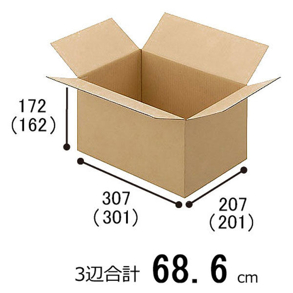 【80サイズ】 ワンタッチ式 宅配ダンボール No.10 幅307×奥行207×高さ172mm 1梱包（60枚入）