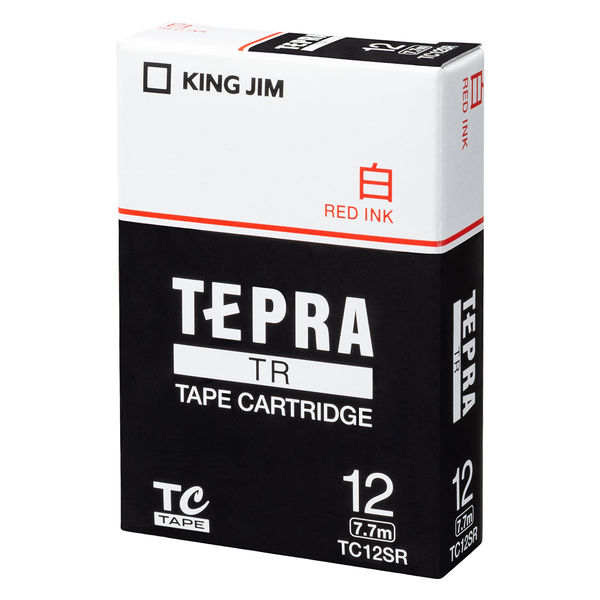 テプラ TEPRA TRテープ　カートリッジ 幅12mm 白ラベル(赤文字) TC12SR 1個 キングジム