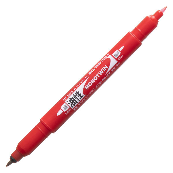 トンボ鉛筆【MONO】油性ツインマーカー 極細モノツインE 赤 1本 - アスクル