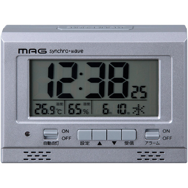 ノア精密 エアサーチ グッドライト 置き時計 [電波 アラーム 温湿度 カレンダー] 88×120×54mm T-694 SM-Z 1個 ライト 温度湿度表示