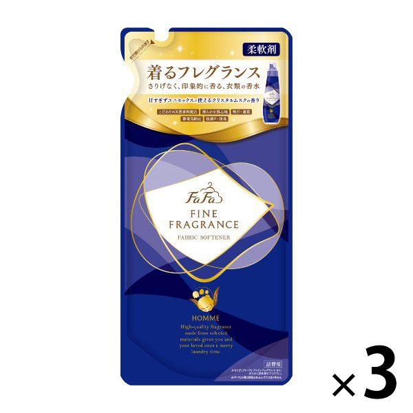 ファインフレグランス 柔軟剤 オム 詰替え500mL 1セット（3個