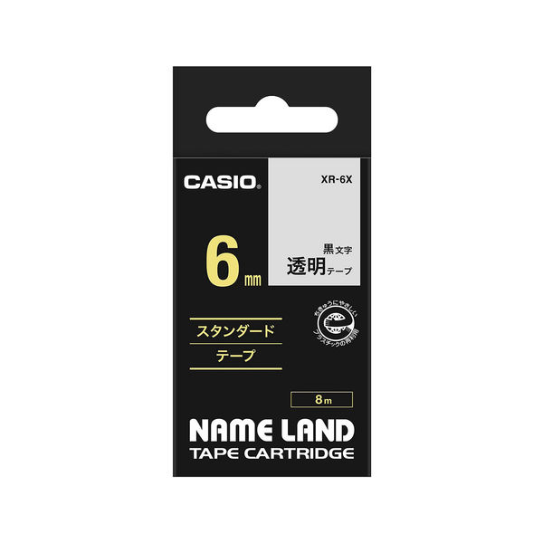 カシオ CASIO ネームランド テープ 透明タイプ 幅6mm 透明ラベル 