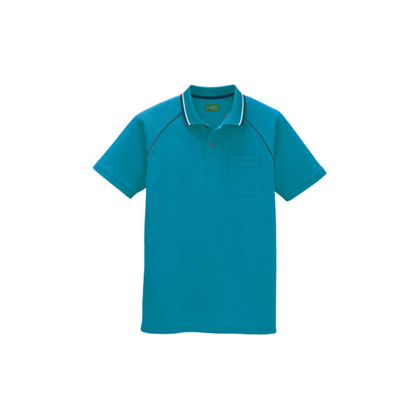 AITOZ（アイトス） ユニセックス 制電半袖ポロシャツ ピーコックブルー L AZ-50005 1着（直送品）