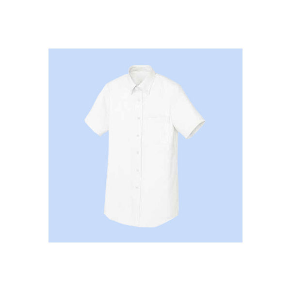 AITOZ（アイトス） ユニセックス 小さいサイズ 半袖ボタンダウンシャツ ヘリンボーン ホワイト 3S AZ-50404（直送品）