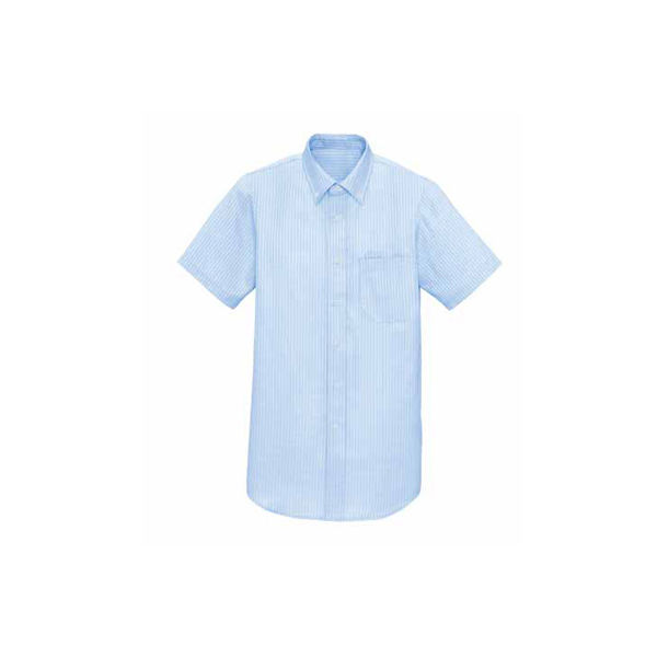AITOZ（アイトス） ユニセックス 大きいサイズ 半袖ボタンダウンシャツ ヘリンボーン サックス 4L AZ-50404（直送品）