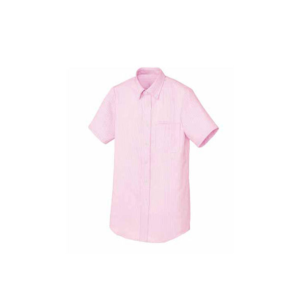 AITOZ（アイトス） ユニセックス 大きいサイズ 半袖ボタンダウンシャツ ヘリンボーン ピンク 4L AZ-50404 1着（直送品）