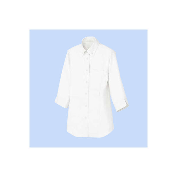 AITOZ(アイトス) 事務服 レディース 七分袖ボタンダウンシャツ ヘリンボーン ホワイト L AZ-50405 1着（直送品）