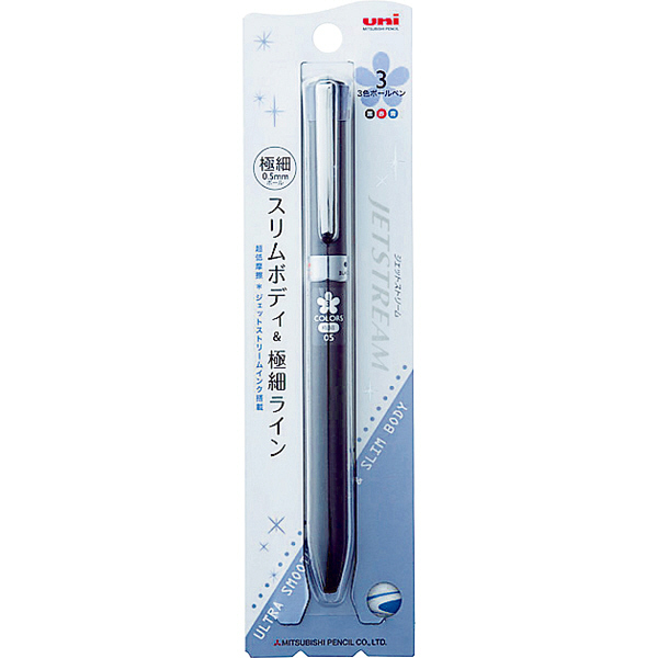 三菱鉛筆uni ジェットストリームF ボールペン ルミナスブラック軸 3色 0.5mm SXE3-601-05 2本 　（直送品）