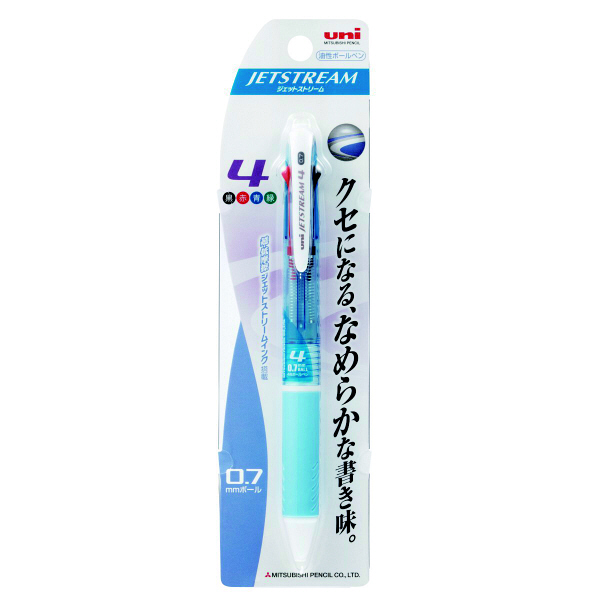 三菱鉛筆uni ジェットストリーム ボールペン 水色軸 4色 0.7mm SXE4-500-07 2本（直送品）