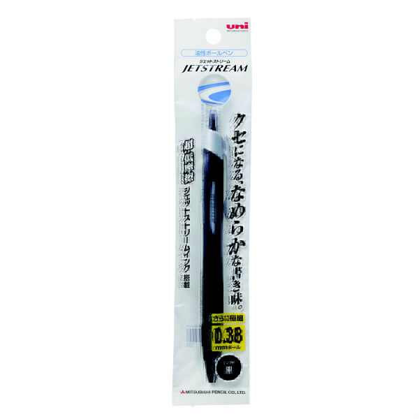 三菱鉛筆 ボールペン 油性 JETSTREAM（ジェットストリーム） 0.38mm 黒軸 黒インク SXN-150-38 1セット（7本入り）（直送品）