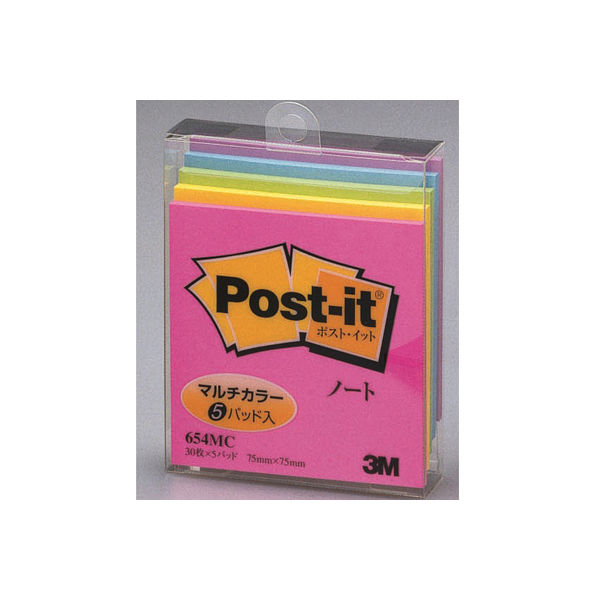 スリーエム　ポスト・イット(R)　マルチカラー　ノート　75×75ｍｍ　アソート　654MC　6ケース　（直送品）