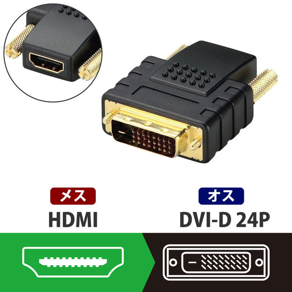 最安 DVI-Dオス⇔HDMIメス変換アダプタ 金メッキ・メール便可