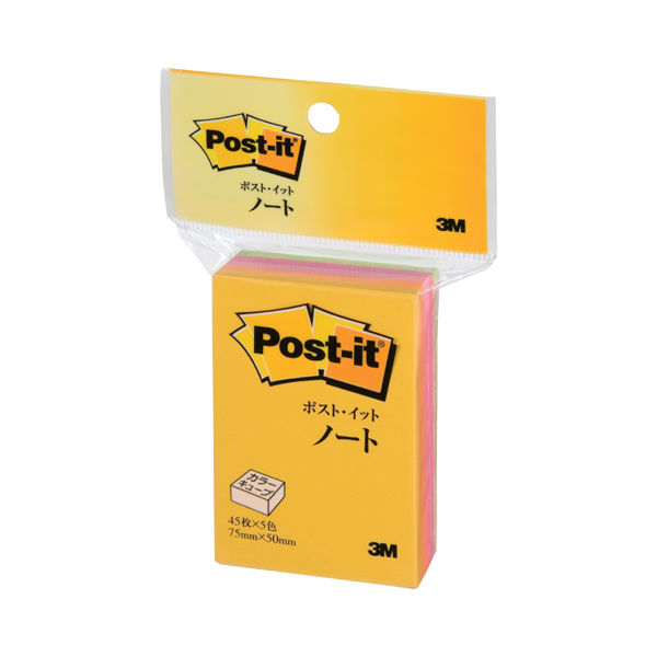 ポストイット 付箋 ふせん 通常粘着 ノート カラーキューブ 75×50mm ネオンカラー 1セット(2冊入) スリーエム CN-23（直送品）