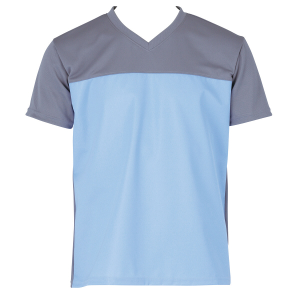 入浴介助用介護ユニフォーム　入浴介護Tシャツ　403340　ブルー　M　1枚　フットマーク　（取寄品）