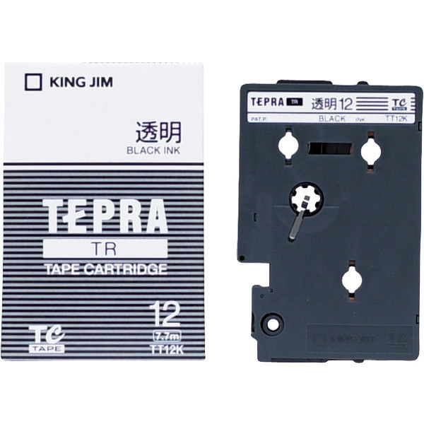 テプラ TEPRA TRテープ　カートリッジ 幅12mm 透明ラベル(黒文字) TT12K 1個 キングジム