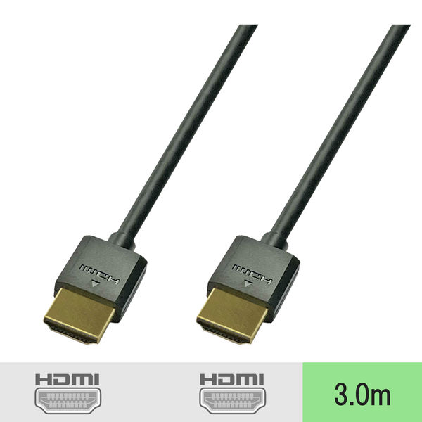 HDMIケーブル スリムタイプ（直径4.5mm） 3m HDMI[オス]-HDMI[オス] ブラック VV-HDMI030AA-S-B 1本　Vodaview