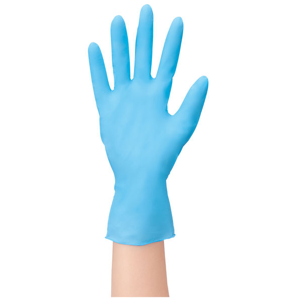 帝人フロンティア　「現場のチカラ」　使いきりニトリル手袋　薄手　粉なし　ブルー　L　1箱（100枚入）