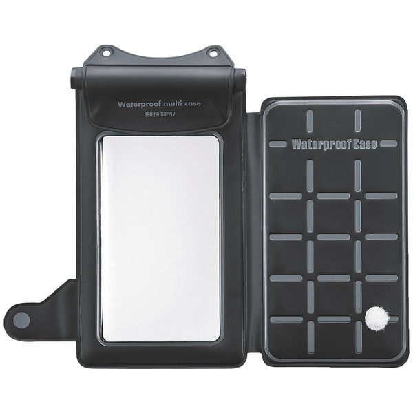 サンワサプライ 小物ポケット付きスマートフォン用防水ケース ブラック 防水対応（IP8X相当）/5.5インチまで対応 PDA-AS1WP