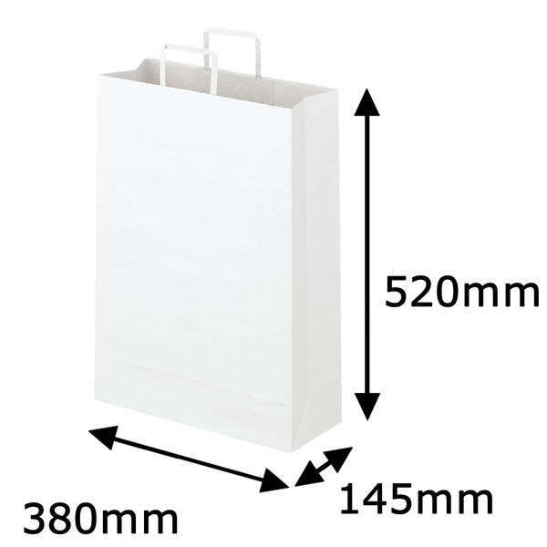平紐 クラフト紙手提袋ベーシック380×520×145 白 1袋（50枚入 