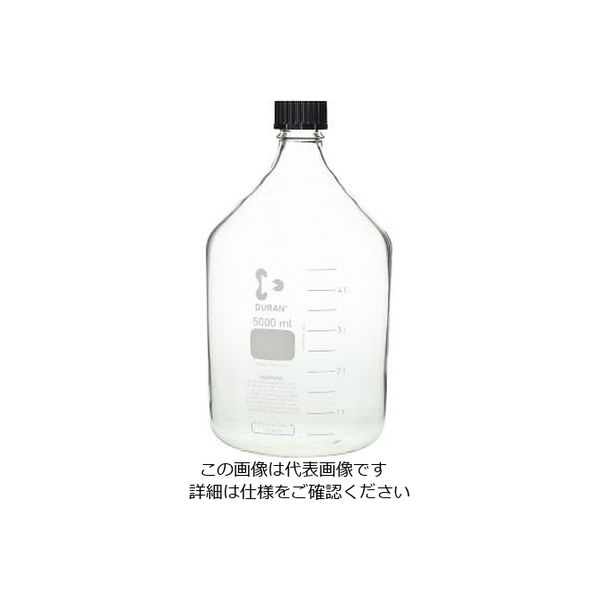 柴田科学 ねじ口瓶丸型白(デュラン(R)) 黒キャップ付 5000mL 2-075-06 1本(1個)（直送品）