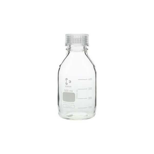 アズワン ねじ口瓶丸型(デュラン(R)) 透明キャップ付 500mL 2-035-04 1本（直送品）