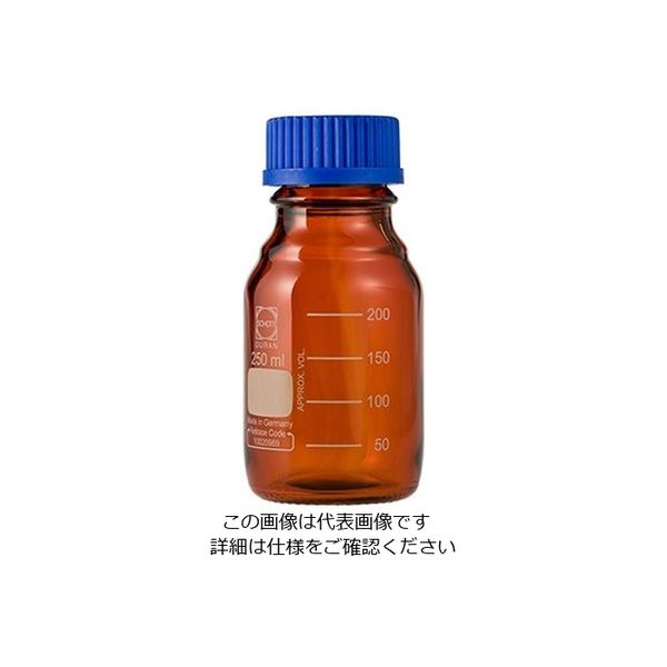 柴田科学〕ねじ口びん（メジュームびん） 茶褐色 青キャップ付 50mL