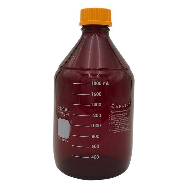 コーニングインターナショナル メディウム瓶(PYREX(R)オレンジキャップ付き) 遮光 2000mL 51395-2L 1本（直送品）