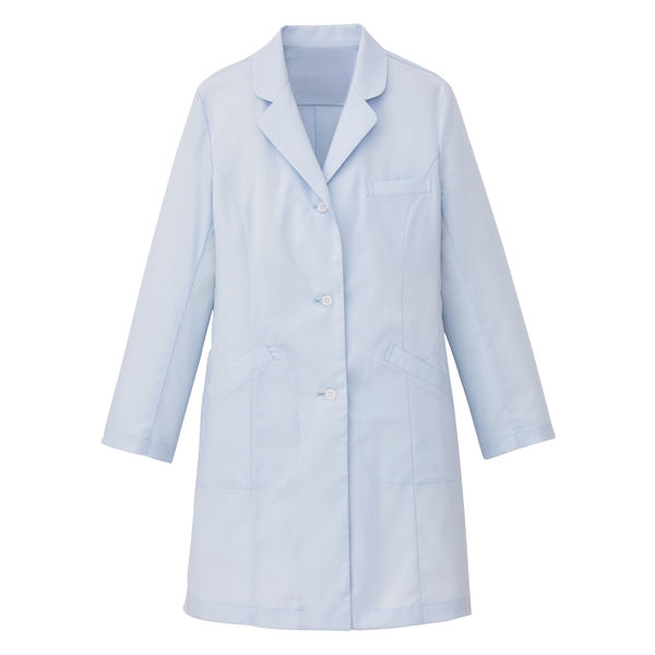 タップ レディス診察衣（ハーフ丈）AKL210-11 長袖 シングル サックスブルー S ドクターコート 薬局衣