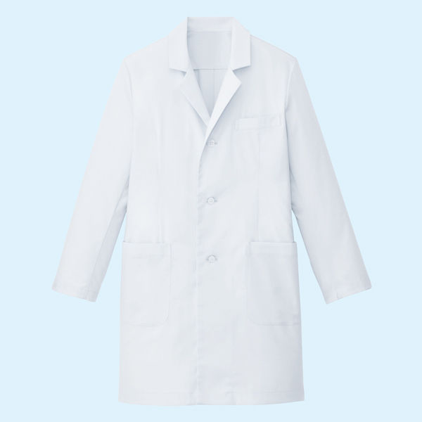 タップ メンズ診察衣（ハーフ丈）AKL200-10 長袖 シングル ホワイト LL ドクターコート 薬局衣