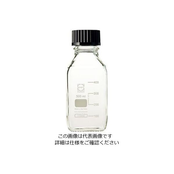 アズワン ねじ口瓶角型白 デュラン(R) 黒キャップ付 500mL 017230-500 1本(1個) 1-8870-07（直送品） - アスクル