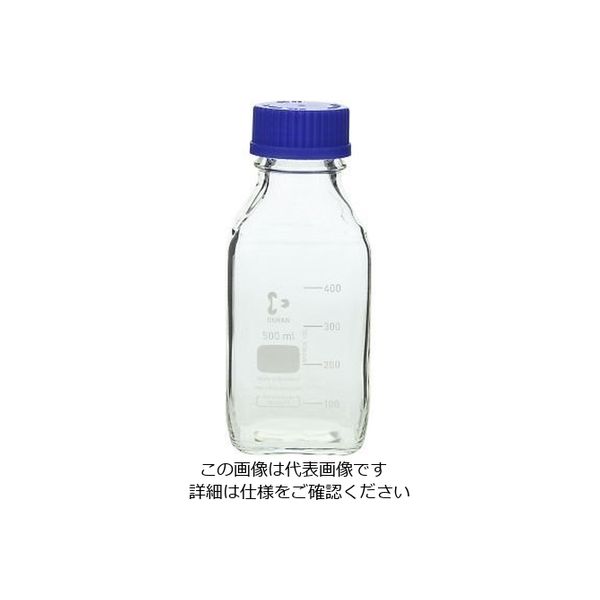 アズワン ねじ口瓶角型白 デュラン（R） 青キャップ付 500mL 017230