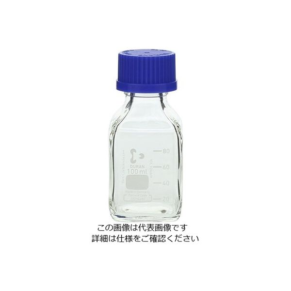 アズワン ねじ口瓶角型白 デュラン（R） 青キャップ付 100mL 017230-100 1個 1-8870-09（直送品）