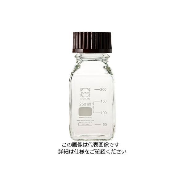 アズワン ねじ口瓶角型白 デュラン(R) 赤キャップ付 250mL 017230-250 1本(1個) 1-8870-14（直送品）