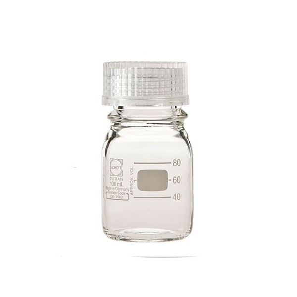アズワン ねじ口瓶丸型(デュラン(R)) 透明キャップ付 100mL 2-035-02 1本（直送品）