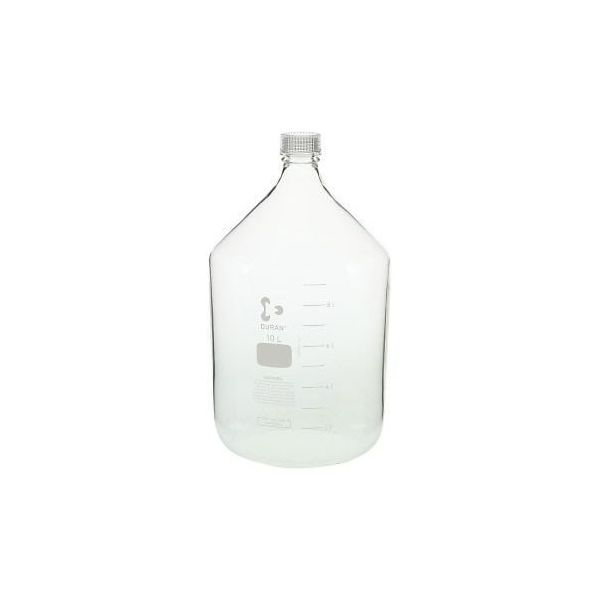 柴田科学 ねじ口瓶丸型(デュラン(R)) 透明キャップ付 10000mL 2-035-08 1本（直送品）