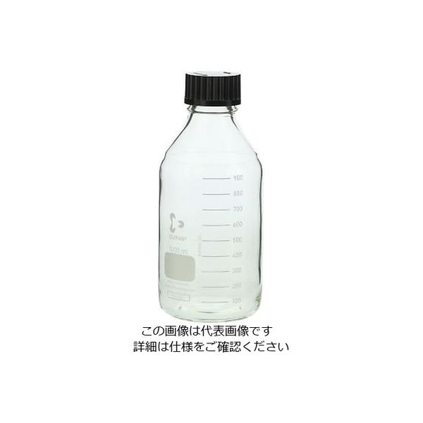 アズワン ねじ口瓶丸型白(デュラン(R)) 黒キャップ付 1000mL 2-075-04 