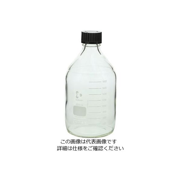柴田科学 ねじ口瓶丸型白(デュラン(R)) 黒キャップ付 2000mL 2-075-05 1本(1個)（直送品）