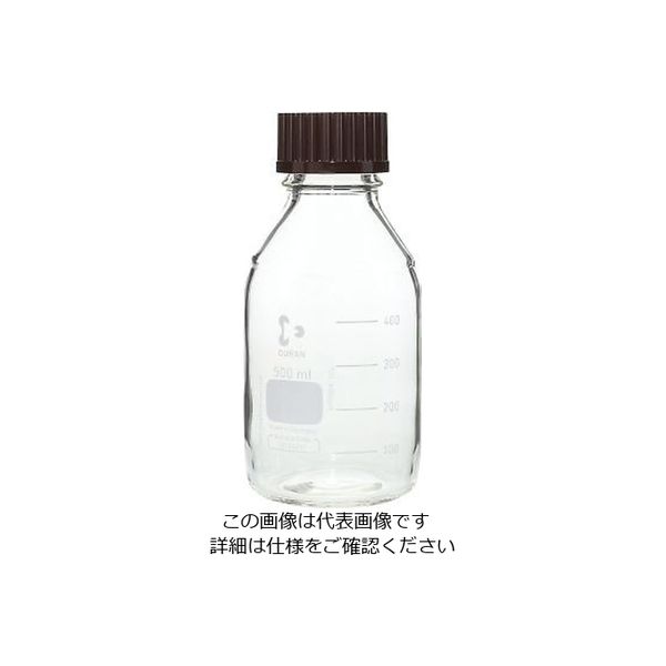 アズワン ねじ口瓶丸型白(デュラン(R)) 赤キャップ付 500mL 2-076-04 1本(1個)（直送品）