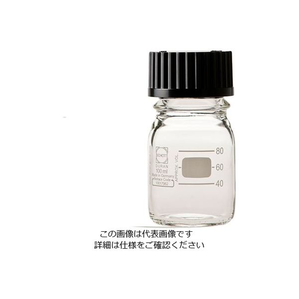 アズワン ねじ口瓶丸型白(デュラン(R)) 黒キャップ付 100mL 2-075-01 1本(1個)（直送品）